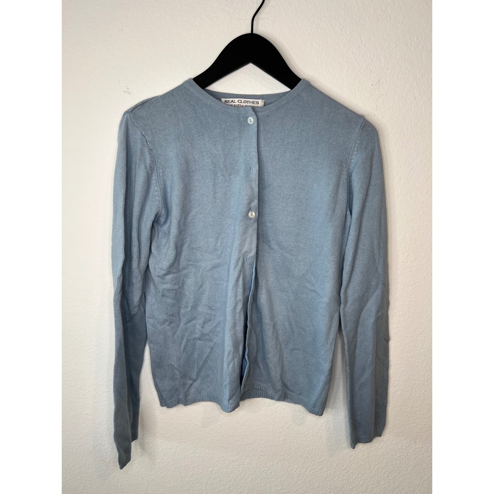 Saks Fifth Avenue Real Clothes Silk Cashmere Cardigan Light Blue Small